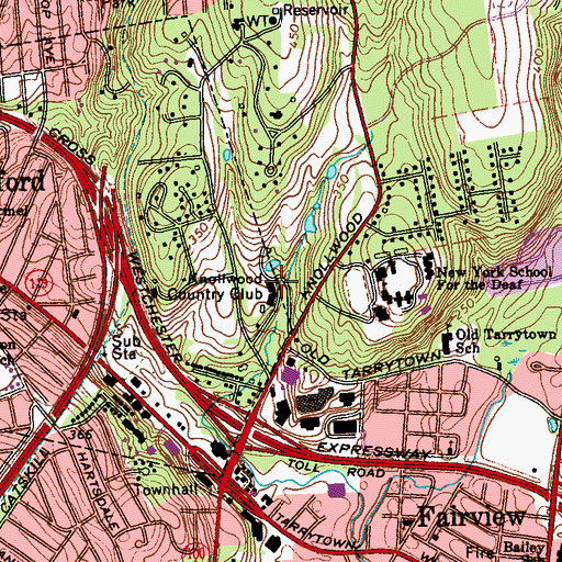 Topographic Map of Knollwood Country Club, NY
