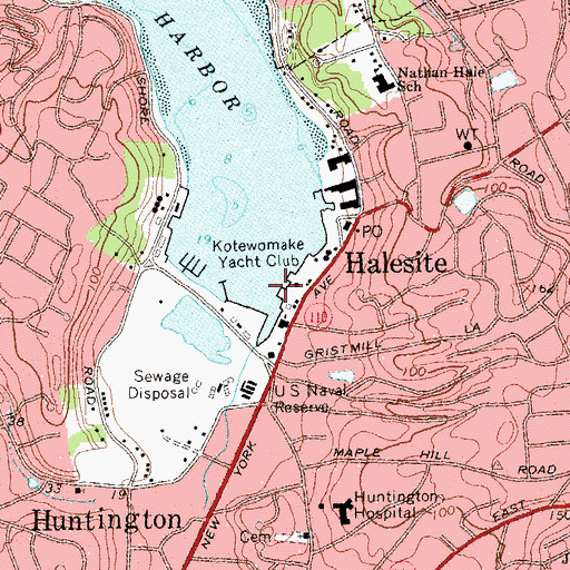 Topographic Map of Kotewomake Yacht Club, NY