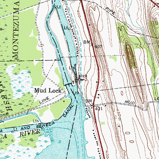 Topographic Map of Lock Number 1, NY