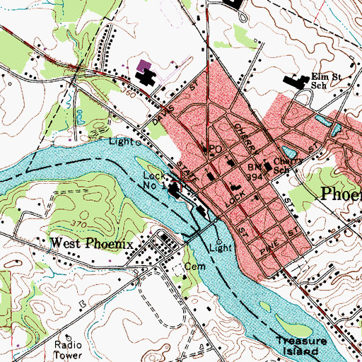 Topographic Map of Lock Number 1, NY
