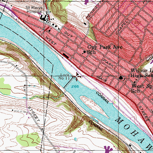 Topographic Map of Lock Number 11, NY
