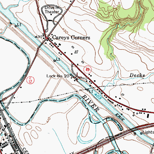 Topographic Map of Lock Number 20, NY