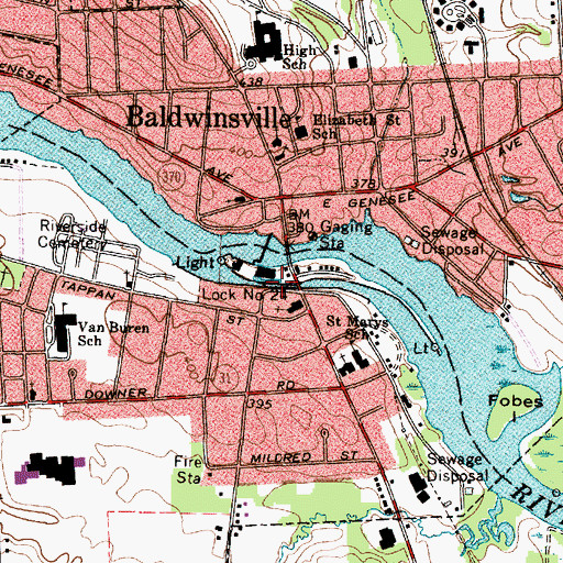 Topographic Map of Lock Number 24, NY
