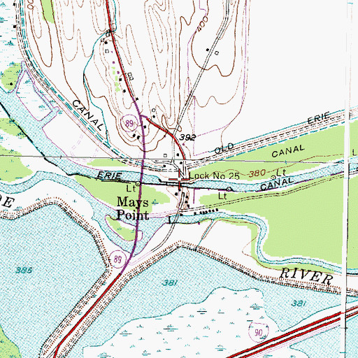 Topographic Map of Lock Number 25, NY