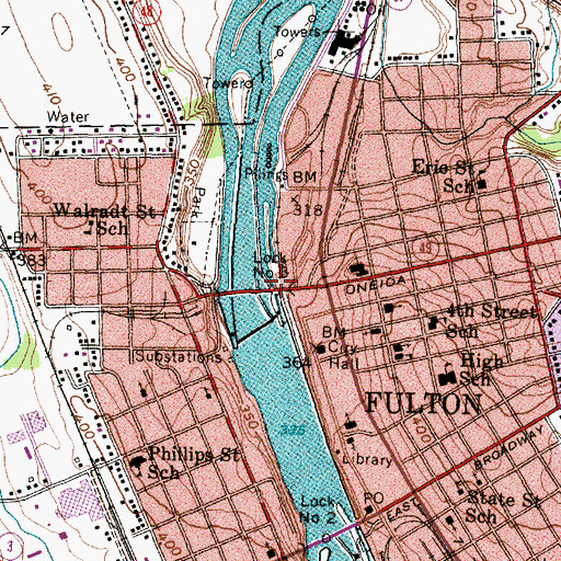 Topographic Map of Lock Number 3, NY