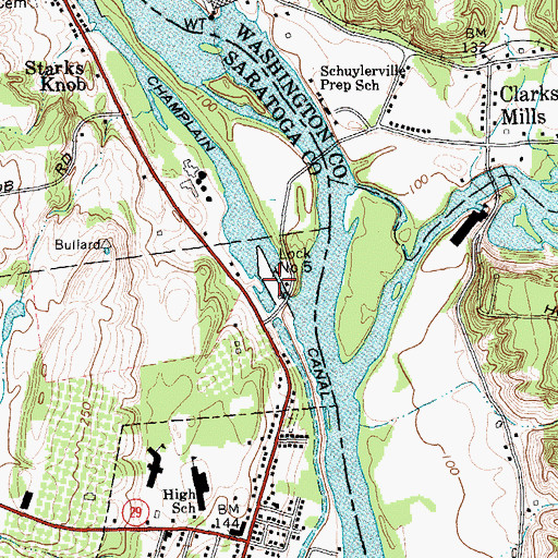 Topographic Map of Lock Number 5, NY