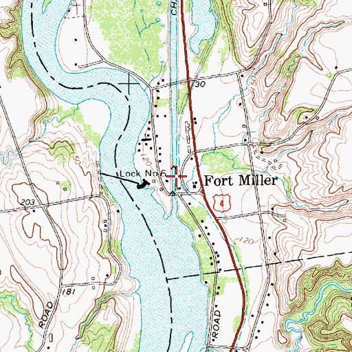 Topographic Map of Lock Number 6, NY