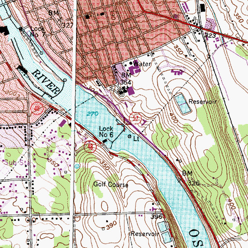 Topographic Map of Lock Number 6, NY