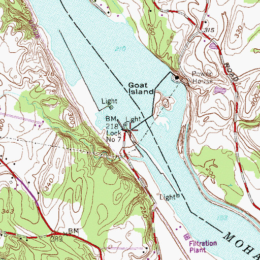 Topographic Map of Lock Number 7, NY