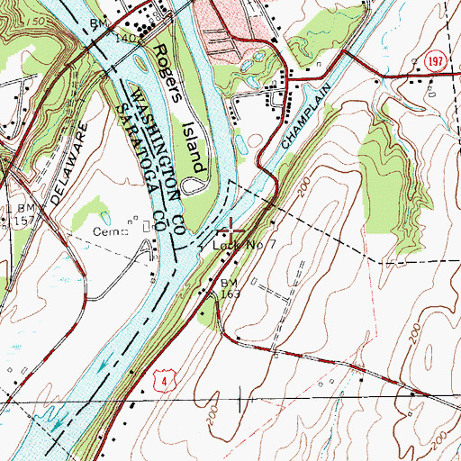 Topographic Map of Lock Number 7, NY