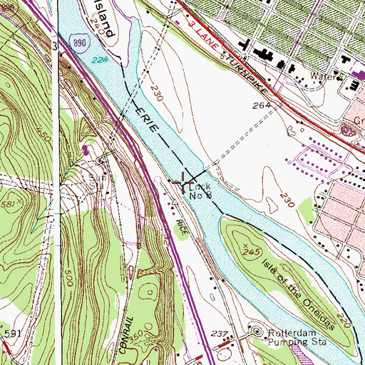 Topographic Map of Lock Number 8, NY