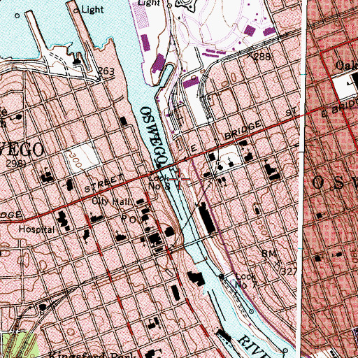 Topographic Map of Lock Number 8, NY