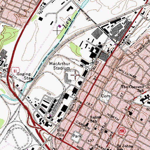 Topographic Map of MacArthur Stadium (historical), NY