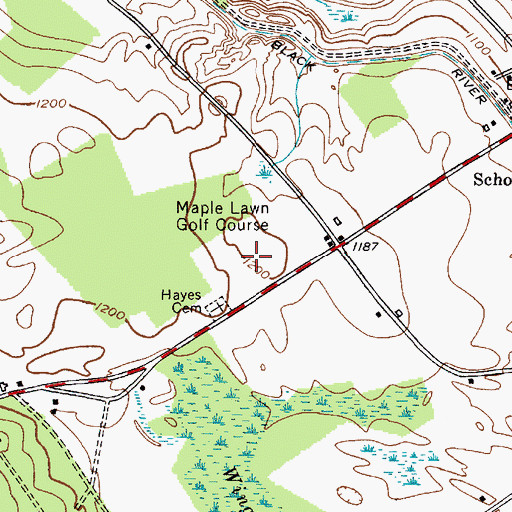 Topographic Map of Woodgate Pines Golf Club, NY