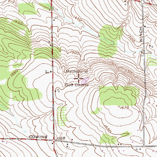 Topographic Map of Maplehurst Golf Course, NY
