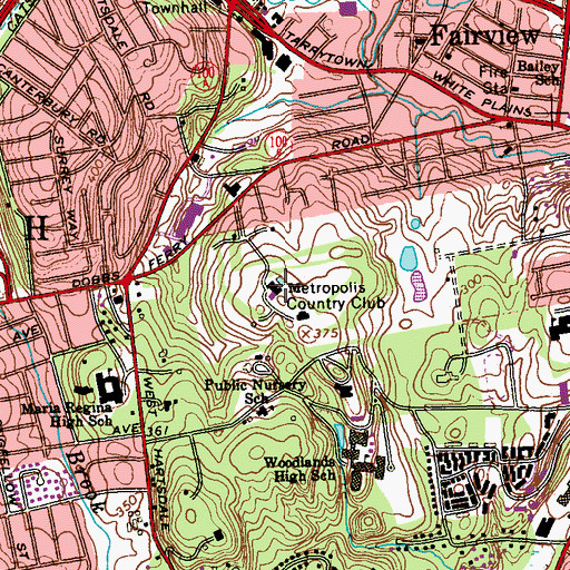 Topographic Map of Metropolis Country Club, NY