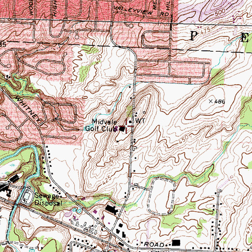 Topographic Map of Midvals Golf Club, NY