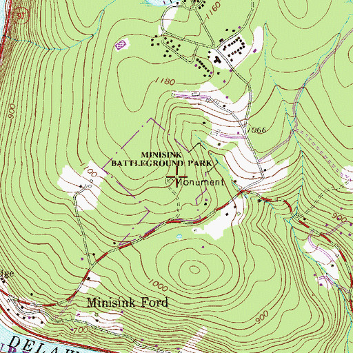 Topographic Map of Minisink Battlefield Memorial, NY