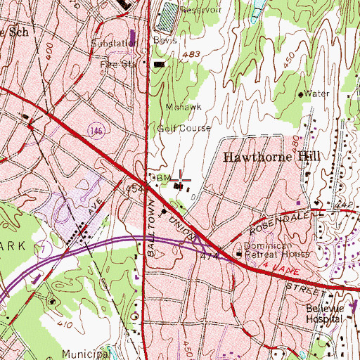 Topographic Map of Mohawk Golf Course, NY