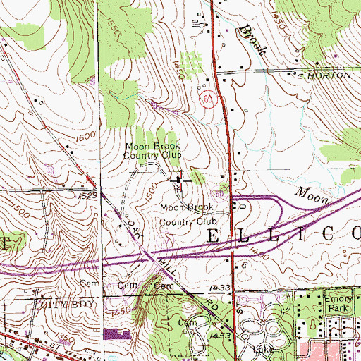 Topographic Map of Moon Brook Country Club, NY