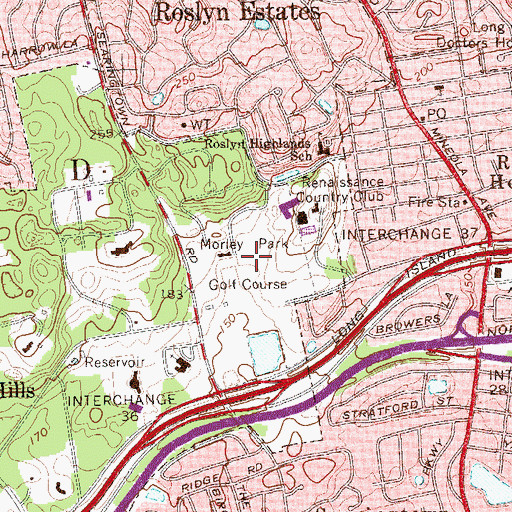 Topographic Map of Morley Park Golf Course, NY