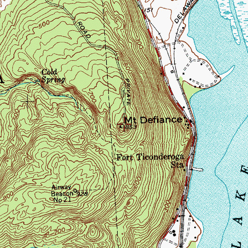 Topographic Map of Mount Defiance, NY