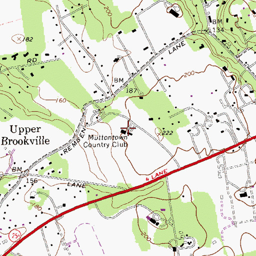Topographic Map of Muttontown Country Club, NY