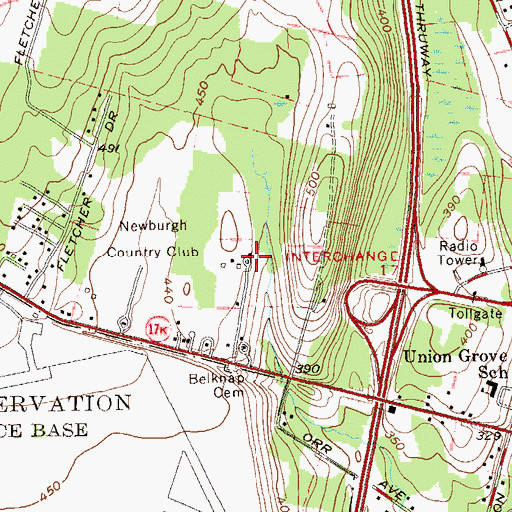 Topographic Map of Newburgh Country Club, NY