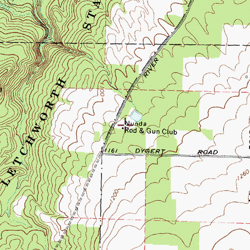 Topographic Map of Nunda Rod and Gun Club, NY