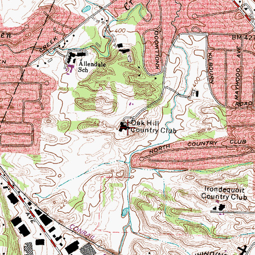 Topographic Map of Oak Hill Country Club, NY