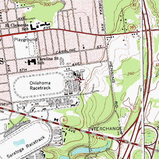 Topographic Map of Oklahoma Racetrack, NY