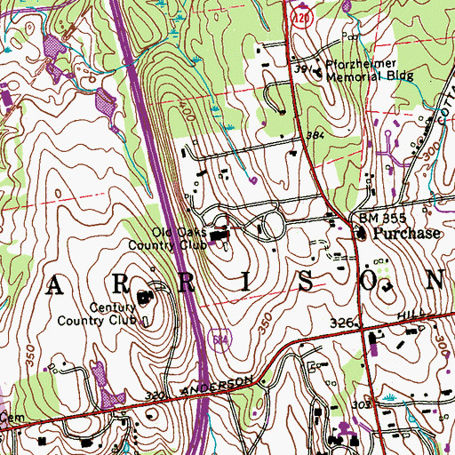 Topographic Map of Old Oaks Country Club, NY