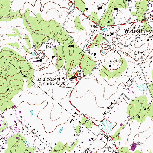 Topographic Map of Old Westbury Golf and Country Club, NY