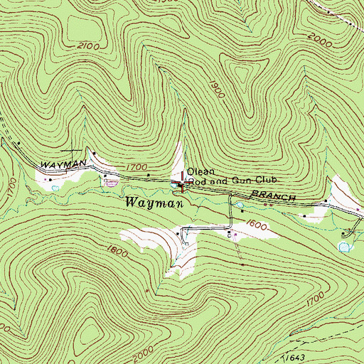 Topographic Map of Olean Rod and Gun Club, NY