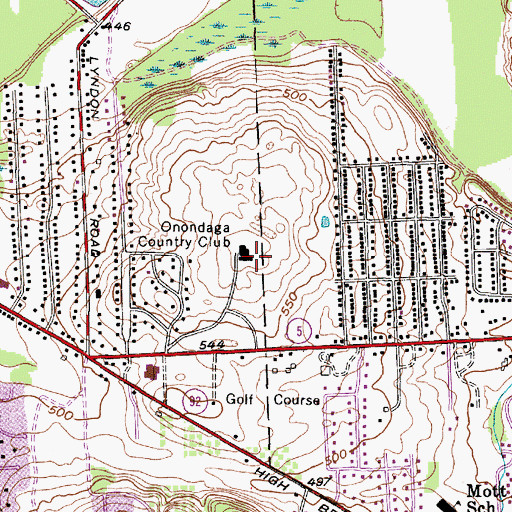 Topographic Map of Onondaga Country Club, NY