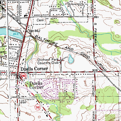 Topographic Map of Orchard Park Country Club, NY