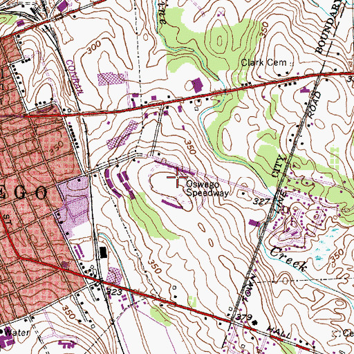 Topographic Map of Oswego Speedway, NY