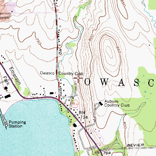 Topographic Map of Owasco Country Club, NY
