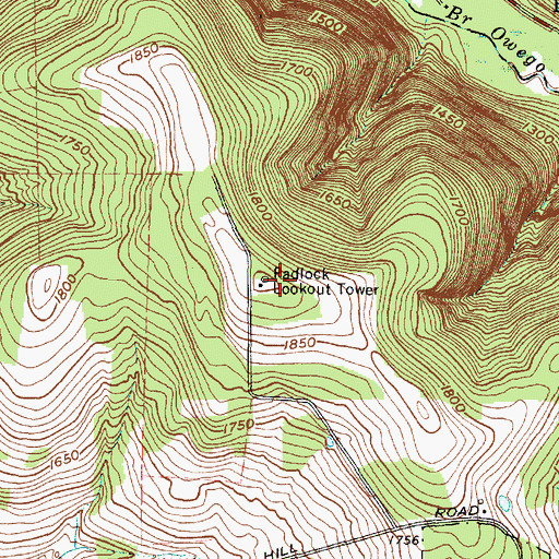 Topographic Map of Padlock Lookout Tower, NY