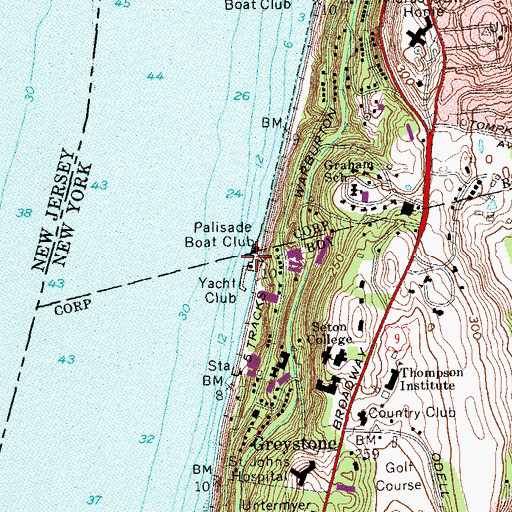 Topographic Map of Yonkers Yacht Club, NY