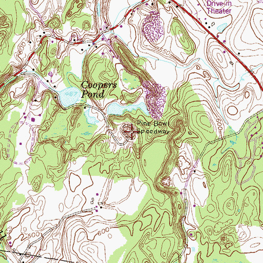 Topographic Map of Pine Bowl Speedway, NY