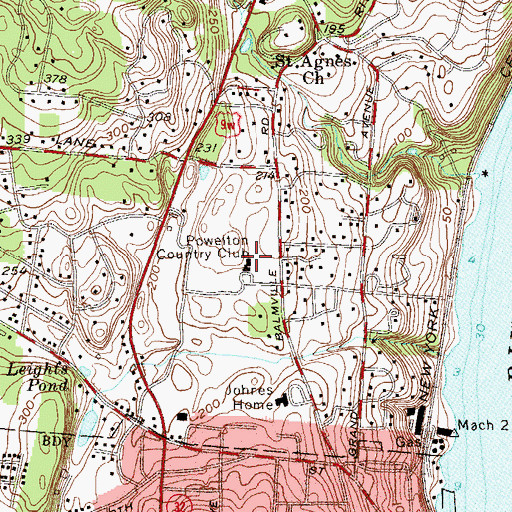 Topographic Map of Powelton Country Club, NY