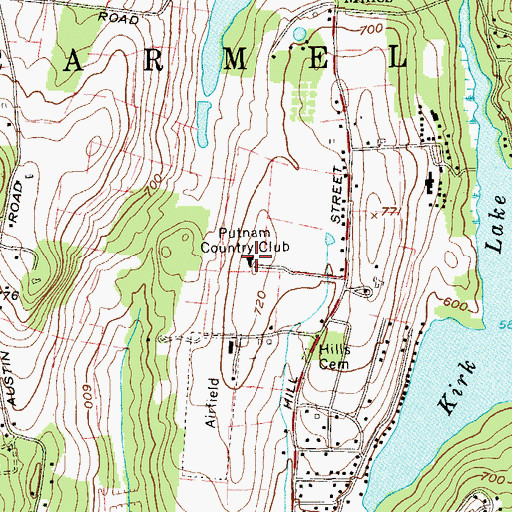 Topographic Map of Putnam Golf and Tennis Club, NY