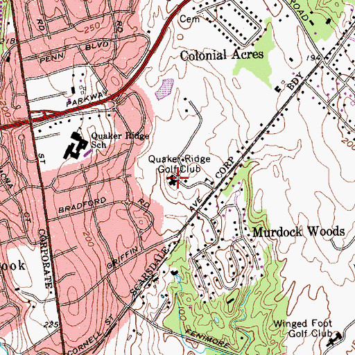 Topographic Map of Quaker Ridge Golf Club, NY