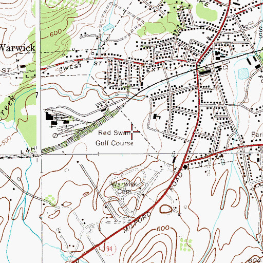 Topographic Map of Warwick Valley Country Club, NY