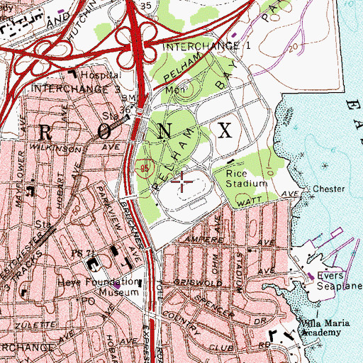 Topographic Map of Rice Memorial Stadium, NY