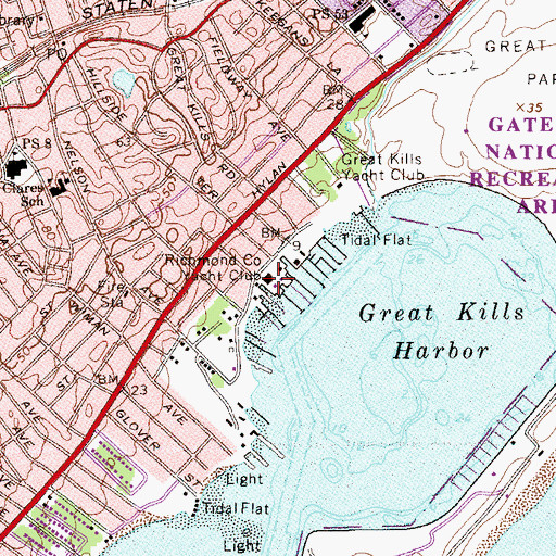 Topographic Map of Richmond County Yacht Club, NY