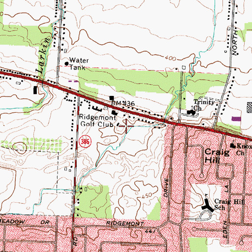 Topographic Map of Ridgemont Golf Club, NY