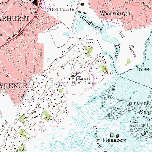Topographic Map of Rockaway Hunt Club, NY