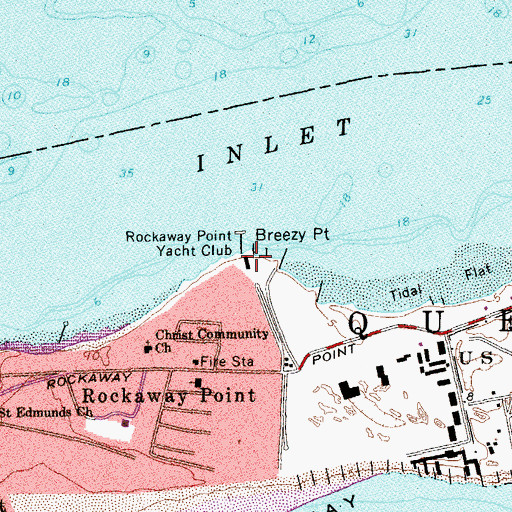 Topographic Map of Rockaway Point Yacht Club, NY
